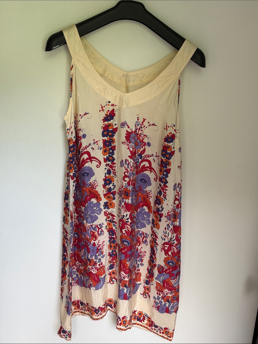 Pur Cream Dress with Red, Purple & Orange Floral Print